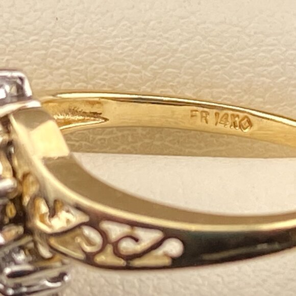 Vtg. Feature Ring Co. Designer 14K Yellow Gold 13 Diamond 0.21 Ct Bypass Sz.6 - Picture 12 of 16